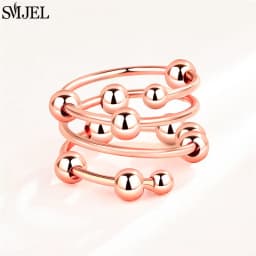 SMJEL Fashion Cherry Blossom Anxiety Ring Fidget Spinner Rings for Women Cute Cat Bee Bunny Butterfly Rotating Ring Wedding Gift