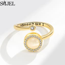 SMJEL Fashion Cherry Blossom Anxiety Ring Fidget Spinner Rings for Women Cute Cat Bee Bunny Butterfly Rotating Ring Wedding Gift