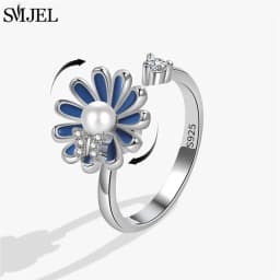SMJEL Fashion Cherry Blossom Anxiety Ring Fidget Spinner Rings for Women Cute Cat Bee Bunny Butterfly Rotating Ring Wedding Gift