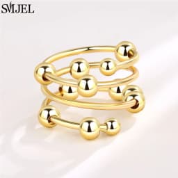 SMJEL Fashion Cherry Blossom Anxiety Ring Fidget Spinner Rings for Women Cute Cat Bee Bunny Butterfly Rotating Ring Wedding Gift
