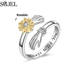 SMJEL Fashion Cherry Blossom Anxiety Ring Fidget Spinner Rings for Women Cute Cat Bee Bunny Butterfly Rotating Ring Wedding Gift