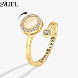 SMJEL Fashion Cherry Blossom Anxiety Ring Fidget Spinner Rings for Women Cute Cat Bee Bunny Butterfly Rotating Ring Wedding Gift