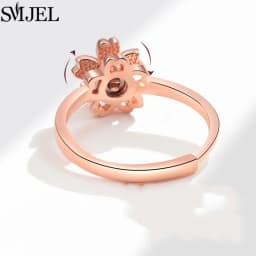 SMJEL Fashion Cherry Blossom Anxiety Ring Fidget Spinner Rings for Women Cute Cat Bee Bunny Butterfly Rotating Ring Wedding Gift