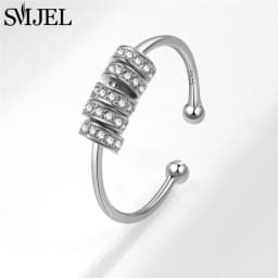 SMJEL Fashion Cherry Blossom Anxiety Ring Fidget Spinner Rings for Women Cute Cat Bee Bunny Butterfly Rotating Ring Wedding Gift