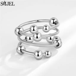 SMJEL Fashion Cherry Blossom Anxiety Ring Fidget Spinner Rings for Women Cute Cat Bee Bunny Butterfly Rotating Ring Wedding Gift