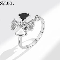 SMJEL Fashion Cherry Blossom Anxiety Ring Fidget Spinner Rings for Women Cute Cat Bee Bunny Butterfly Rotating Ring Wedding Gift