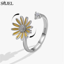 SMJEL Fashion Cherry Blossom Anxiety Ring Fidget Spinner Rings for Women Cute Cat Bee Bunny Butterfly Rotating Ring Wedding Gift