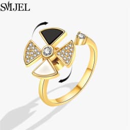 SMJEL Fashion Cherry Blossom Anxiety Ring Fidget Spinner Rings for Women Cute Cat Bee Bunny Butterfly Rotating Ring Wedding Gift