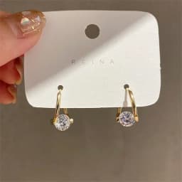 Classic Gold Color Stainless Steel Geometric Circle Hoop Earrings for Women Charm Zircon Korean Jewelry Party Accessories Gift