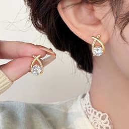 Classic Gold Color Stainless Steel Geometric Circle Hoop Earrings for Women Charm Zircon Korean Jewelry Party Accessories Gift