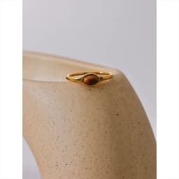 Yhpup Chic Natural Stone Stainless Steel Fashion Ring Minimalist Gold Color Waterproof France Jewelry Women Accessories Gift