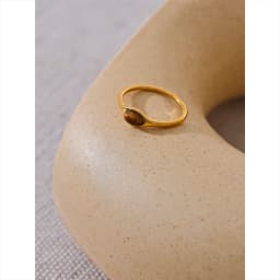 Yhpup Chic Natural Stone Stainless Steel Fashion Ring Minimalist Gold Color Waterproof France Jewelry Women Accessories Gift