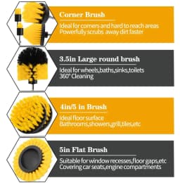 5/6/7/9 Pcs Cleaning Brush Attachment Set Power Scrubber Brush with 1/4“ Extend Long Drill Scrub Brush for Cleaning Shower