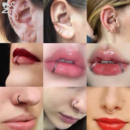 ZS 1 PC G23 Titanium Steel Round Nose Ring Men Women 20/18/16G Septum Piercings Ear Cartilage Helix Piercing Body Jewelry 6-14MM
