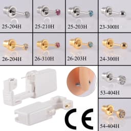 2PCS Disposable Ear Piercing Gun Unit Nickel Free Ear Studs Clasp Safety for Baby Woman NO PAIN Sterilized Piercer Tool Machine