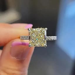 Huitan Simple Princess Yellow Cubic Zirconia Rings for Women Wedding Engagement Party Temperament Female Rings Fashion Jewelry