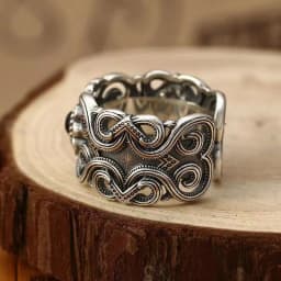 Retro Mongolian Flower Pattern Ring For Men Women Silver Color Gothic Adjustable Ring Handmade Unisex Jewelry Accessories Gift