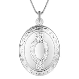 40-75cm 925 Sterling Silver Oval heart Round Photo open Frame Pendant Necklace Snake Chain For Woman Man Wedding Jewelry