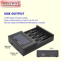LiitoKala Lii-M4 18650 Charger LCD Display Universal Smart Charger Test Capacity 26650 18650 21700 AA AAA Battery 4slot 5V 2A