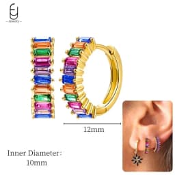 925 Sterling Silver Ear Needle Fashion Hoop Earrings Colorful Crystal Pendants Gold Earring Premium Luxury Women's Jewelry Gift