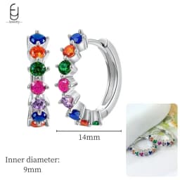 925 Sterling Silver Ear Needle Fashion Hoop Earrings Colorful Crystal Pendants Gold Earring Premium Luxury Women's Jewelry Gift