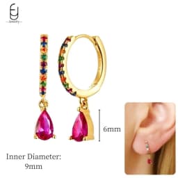 925 Sterling Silver Ear Needle Fashion Hoop Earrings Colorful Crystal Pendants Gold Earring Premium Luxury Women's Jewelry Gift