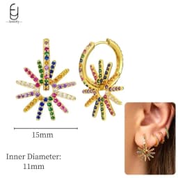 925 Sterling Silver Ear Needle Fashion Hoop Earrings Colorful Crystal Pendants Gold Earring Premium Luxury Women's Jewelry Gift