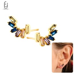 925 Sterling Silver Ear Needle Fashion Hoop Earrings Colorful Crystal Pendants Gold Earring Premium Luxury Women's Jewelry Gift