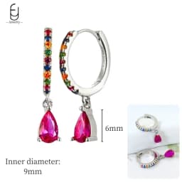 925 Sterling Silver Ear Needle Fashion Hoop Earrings Colorful Crystal Pendants Gold Earring Premium Luxury Women's Jewelry Gift