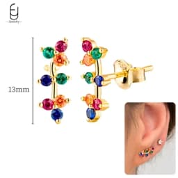 925 Sterling Silver Ear Needle Fashion Hoop Earrings Colorful Crystal Pendants Gold Earring Premium Luxury Women's Jewelry Gift