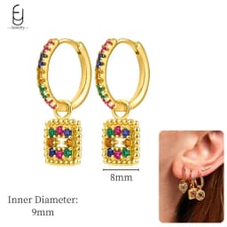 925 Sterling Silver Ear Needle Fashion Hoop Earrings Colorful Crystal Pendants Gold Earring Premium Luxury Women's Jewelry Gift