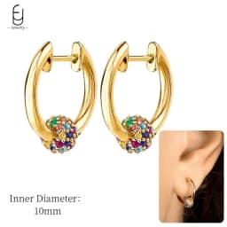 925 Sterling Silver Ear Needle Fashion Hoop Earrings Colorful Crystal Pendants Gold Earring Premium Luxury Women's Jewelry Gift
