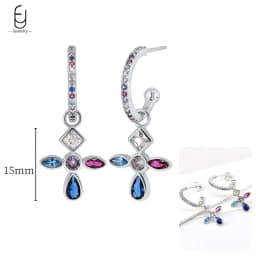 925 Sterling Silver Ear Needle Fashion Hoop Earrings Colorful Crystal Pendants Gold Earring Premium Luxury Women's Jewelry Gift