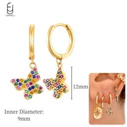 925 Sterling Silver Ear Needle Fashion Hoop Earrings Colorful Crystal Pendants Gold Earring Premium Luxury Women's Jewelry Gift