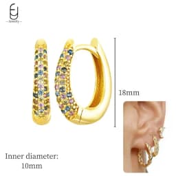 925 Sterling Silver Ear Needle Fashion Hoop Earrings Colorful Crystal Pendants Gold Earring Premium Luxury Women's Jewelry Gift