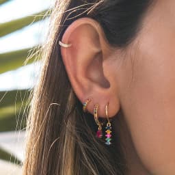 925 Sterling Silver Ear Needle Fashion Hoop Earrings Colorful Crystal Pendants Gold Earring Premium Luxury Women's Jewelry Gift