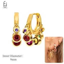 925 Sterling Silver Ear Needle Fashion Hoop Earrings Colorful Crystal Pendants Gold Earring Premium Luxury Women's Jewelry Gift