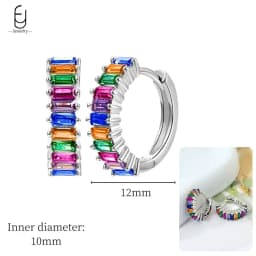 925 Sterling Silver Ear Needle Fashion Hoop Earrings Colorful Crystal Pendants Gold Earring Premium Luxury Women's Jewelry Gift