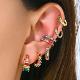 925 Sterling Silver Ear Needle Fashion Hoop Earrings Colorful Crystal Pendants Gold Earring Premium Luxury Women's Jewelry Gift