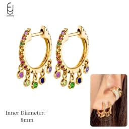 925 Sterling Silver Ear Needle Fashion Hoop Earrings Colorful Crystal Pendants Gold Earring Premium Luxury Women's Jewelry Gift