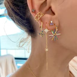 925 Sterling Silver Ear Needle Fashion Hoop Earrings Colorful Crystal Pendants Gold Earring Premium Luxury Women's Jewelry Gift