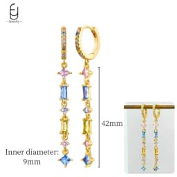 925 Sterling Silver Ear Needle Fashion Hoop Earrings Colorful Crystal Pendants Gold Earring Premium Luxury Women's Jewelry Gift