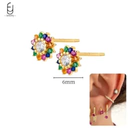925 Sterling Silver Ear Needle Fashion Hoop Earrings Colorful Crystal Pendants Gold Earring Premium Luxury Women's Jewelry Gift