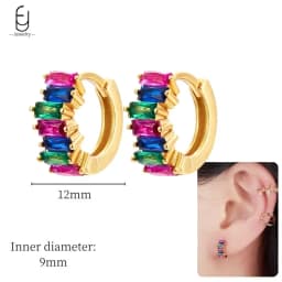 925 Sterling Silver Ear Needle Fashion Hoop Earrings Colorful Crystal Pendants Gold Earring Premium Luxury Women's Jewelry Gift