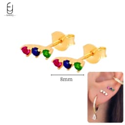 925 Sterling Silver Ear Needle Fashion Hoop Earrings Colorful Crystal Pendants Gold Earring Premium Luxury Women's Jewelry Gift