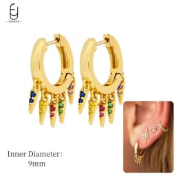 925 Sterling Silver Ear Needle Fashion Hoop Earrings Colorful Crystal Pendants Gold Earring Premium Luxury Women's Jewelry Gift