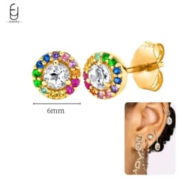 925 Sterling Silver Ear Needle Fashion Hoop Earrings Colorful Crystal Pendants Gold Earring Premium Luxury Women's Jewelry Gift