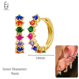 925 Sterling Silver Ear Needle Fashion Hoop Earrings Colorful Crystal Pendants Gold Earring Premium Luxury Women's Jewelry Gift