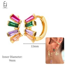 925 Sterling Silver Ear Needle Fashion Hoop Earrings Colorful Crystal Pendants Gold Earring Premium Luxury Women's Jewelry Gift