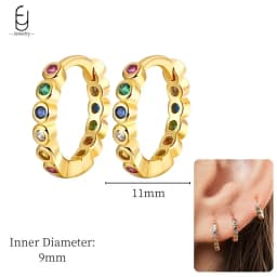925 Sterling Silver Ear Needle Fashion Hoop Earrings Colorful Crystal Pendants Gold Earring Premium Luxury Women's Jewelry Gift